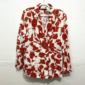 NWT Maverick The Collection Blazer Top Floral Fall Double Breasted Orange M